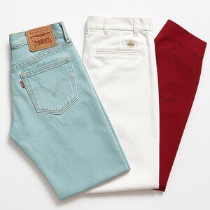 Two pairs of jeans Levi's Light Blue ,Dickies White Pants, and one Red Leggings